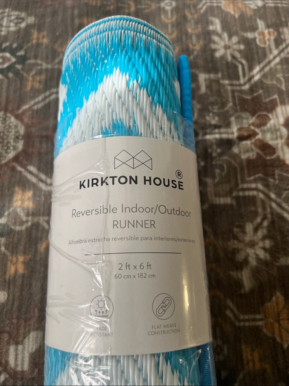 NWT Kirkton House Blue & White Reversible Indoor/Outdoor Runner